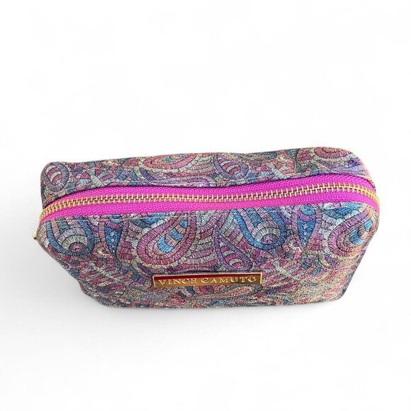 Vince Camuto Paisely Pastel Metallic Iridescent makeup bag clutch - Picture 4 of 7